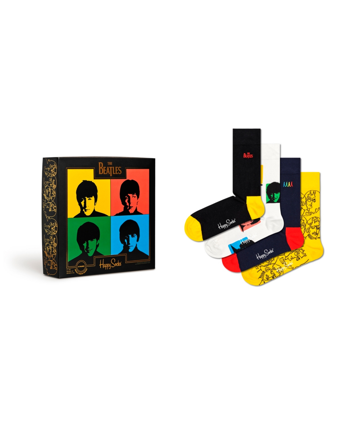 The Beatles Socks Gift Set, Pack of 4 - Brt Cmb