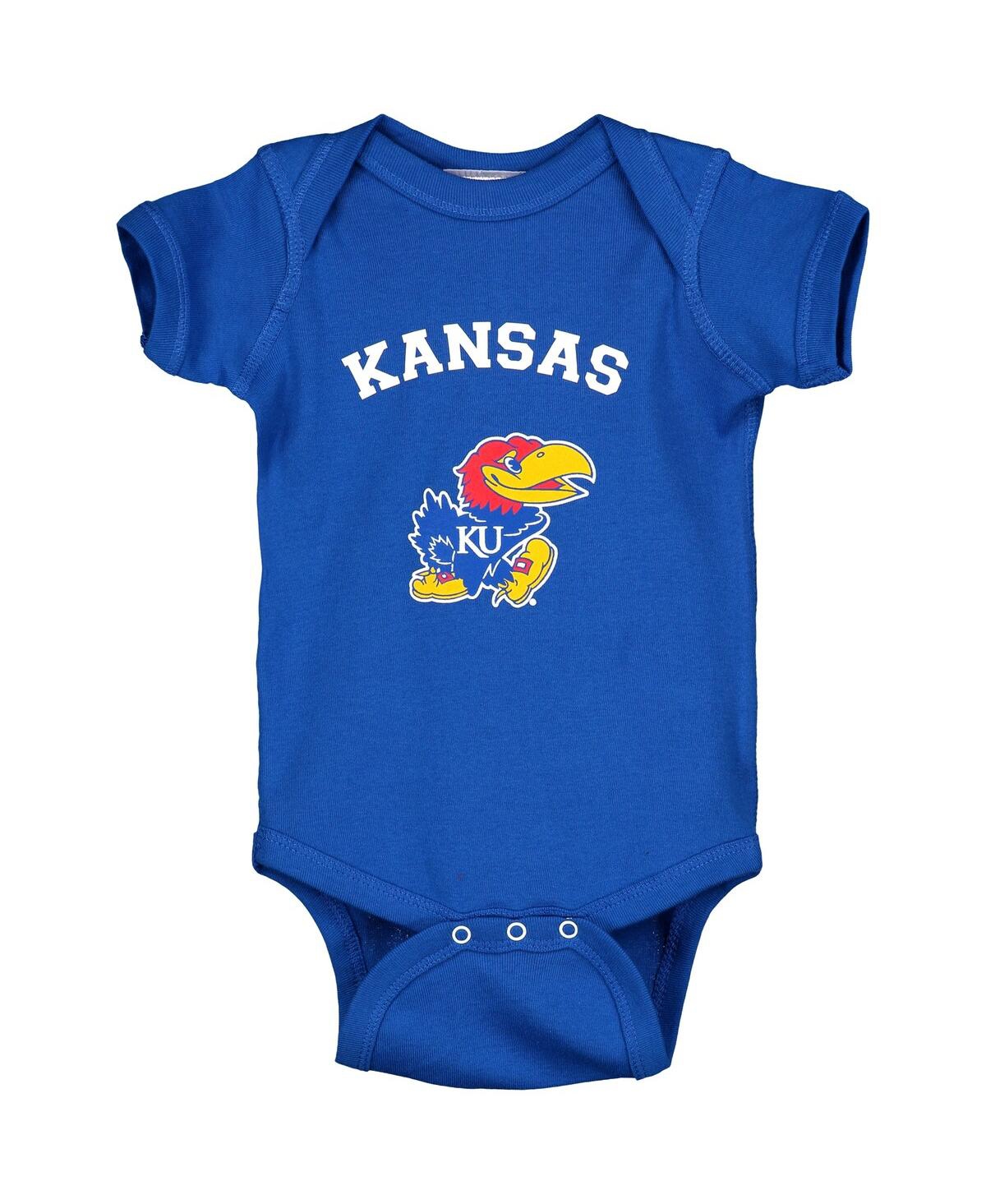 Two Feet Ahead Babies' Infant Boys And Girls Royal Kansas Jayhawks Arch & Logo Bodysuit