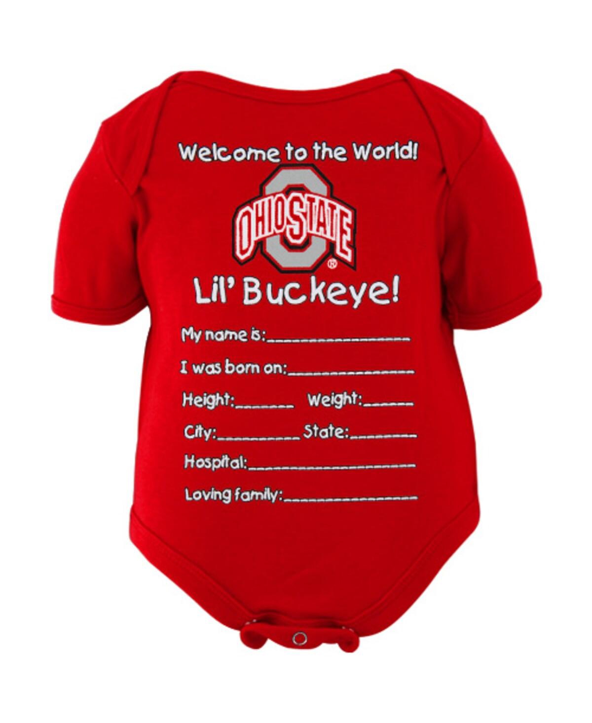 Two Feet Ahead Babies' Ohio State Buckeyes Infant Boys And Girls Welcome To The World Creeper In Scarlet