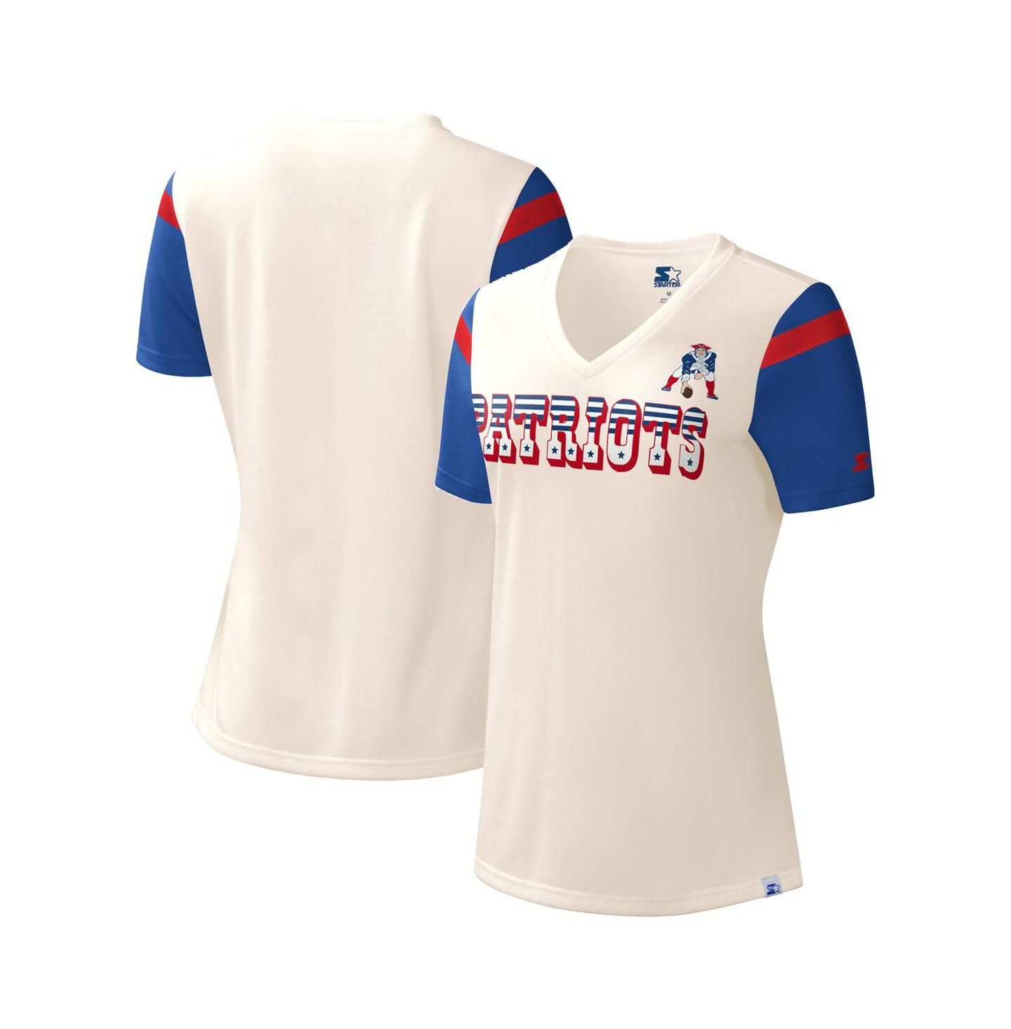 Женская футболка Starter White New England Patriots Kick Start V-Neck — фото 1
