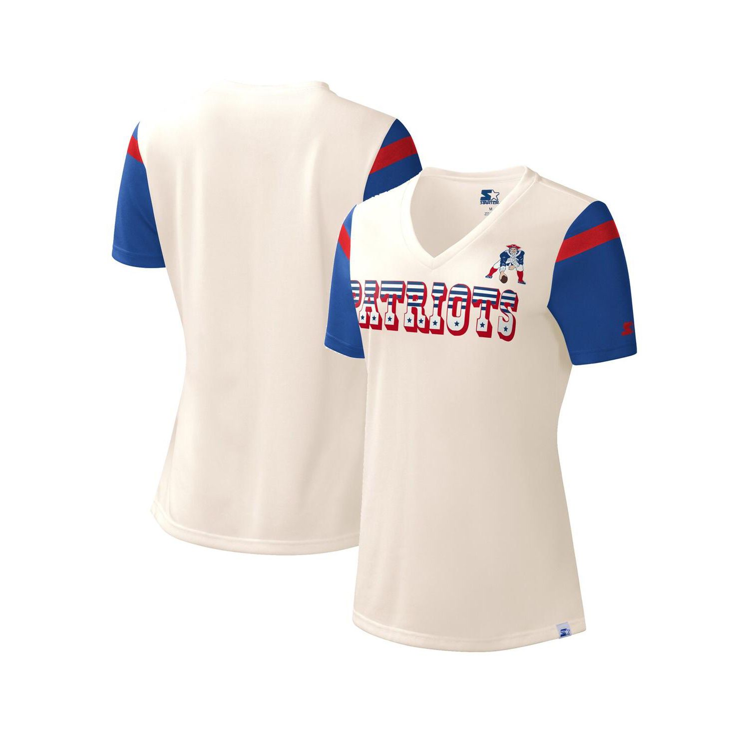 Women's White New England Patriots Kick Start V-Neck T-shirt