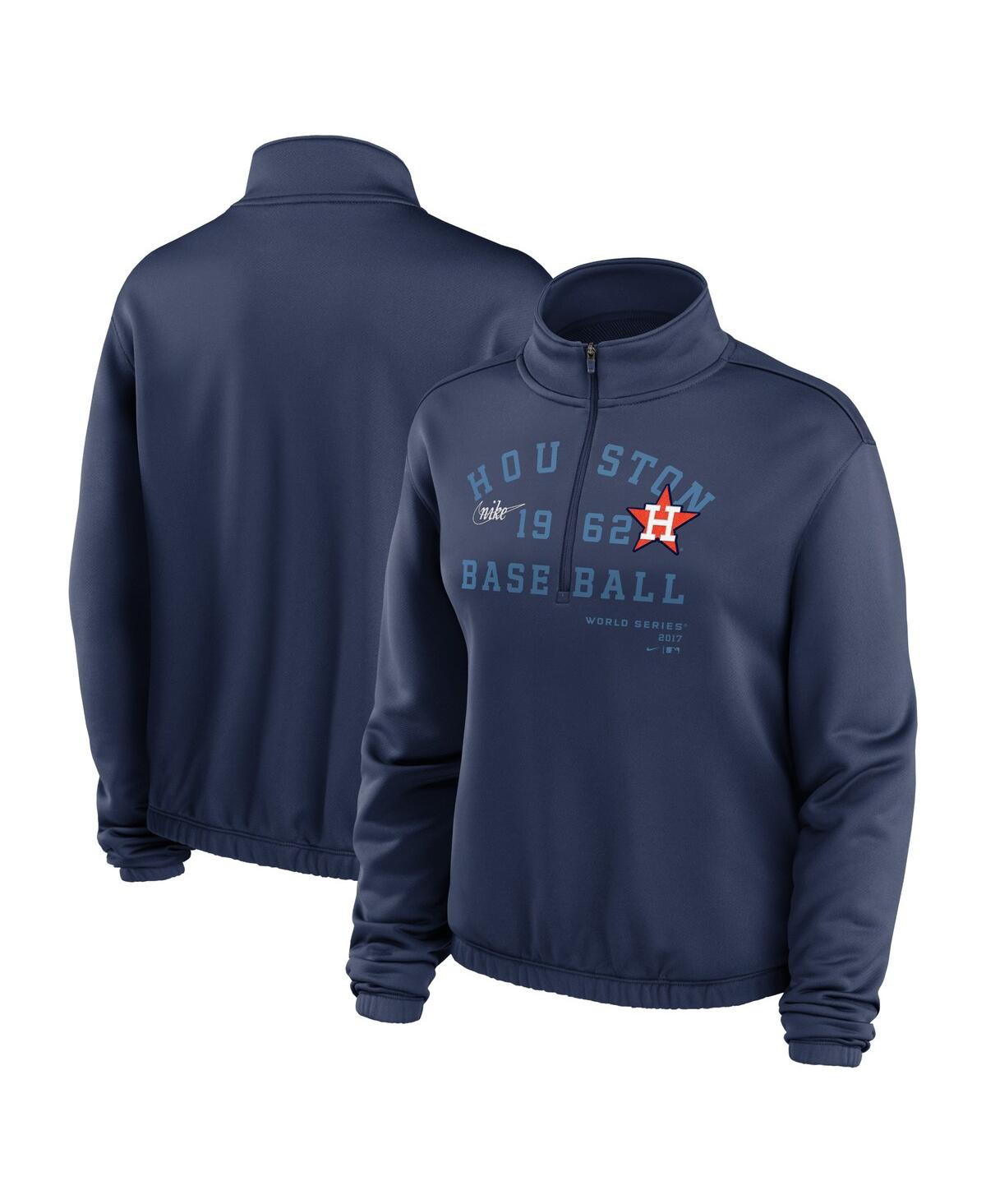 Women's Nike Navy Houston Astros Rewind Splice Half-Zip Sweatshirt - Navy