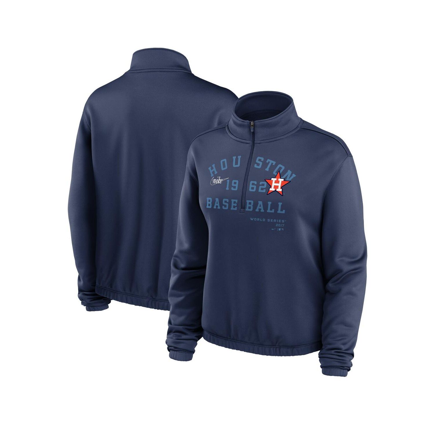 Women's Navy Houston Astros Rewind Splice Half-Zip Sweatshirt