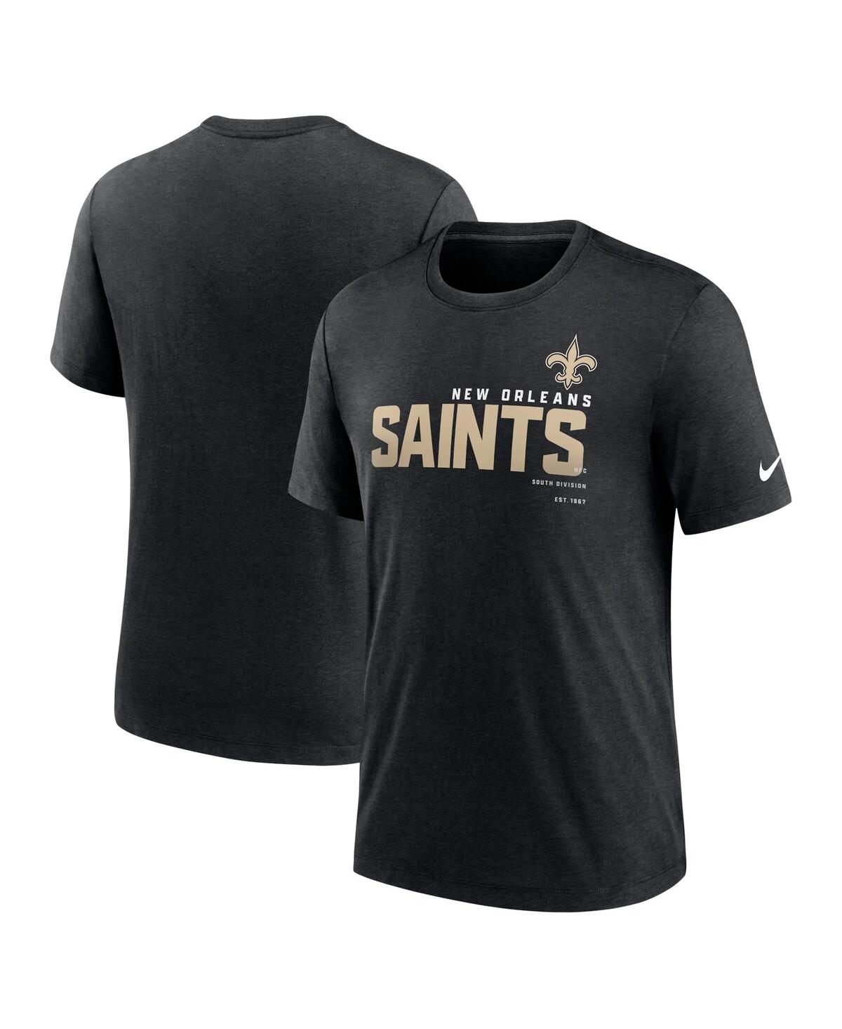 Nike Heather Black New Orleans Saints Team Tri-blend T-shirt In Heather Black
