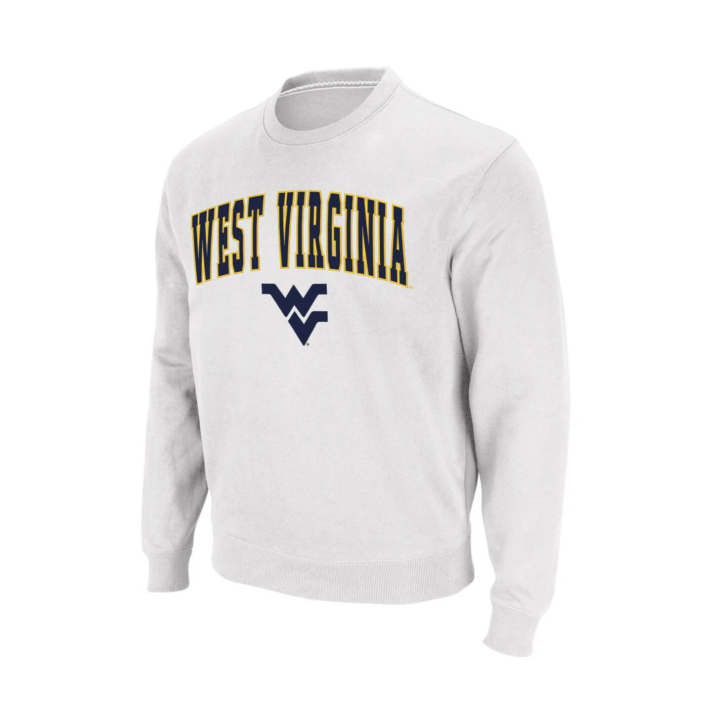 Мужская толстовка Colosseum West Virginia Mountaineers Arch and Logo Crew Neck, цвет: Меланжевый серый — фото 6