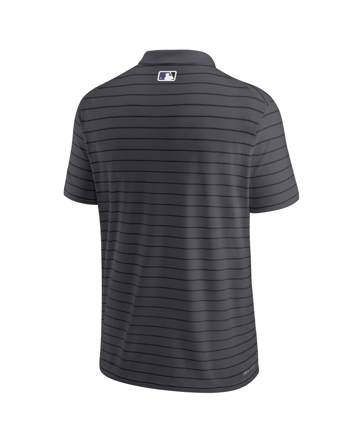Nike Men's  Charcoal Los Angeles Dodgers Authentic Collection Victory Striped Performance Polo Shirt In Charcoal