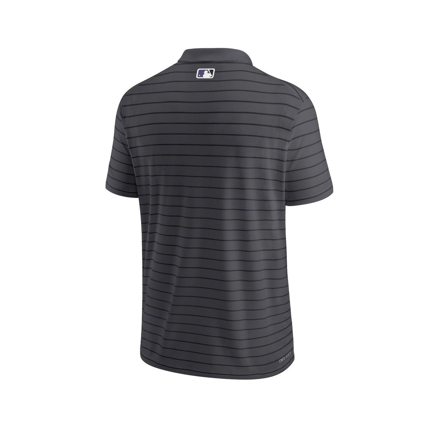 Men's Charcoal Colorado Rockies Authentic Collection Victory Striped Performance Polo Shirt