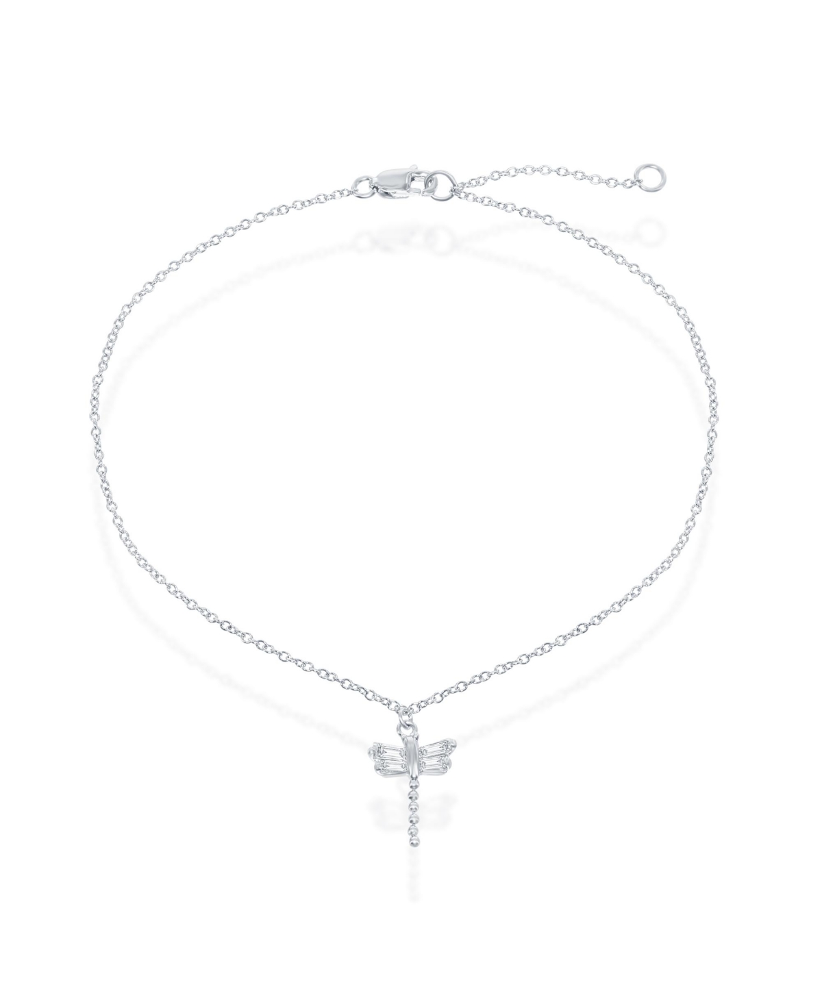 Simona Sterling Silver Small Dragonfly Cz Anklet