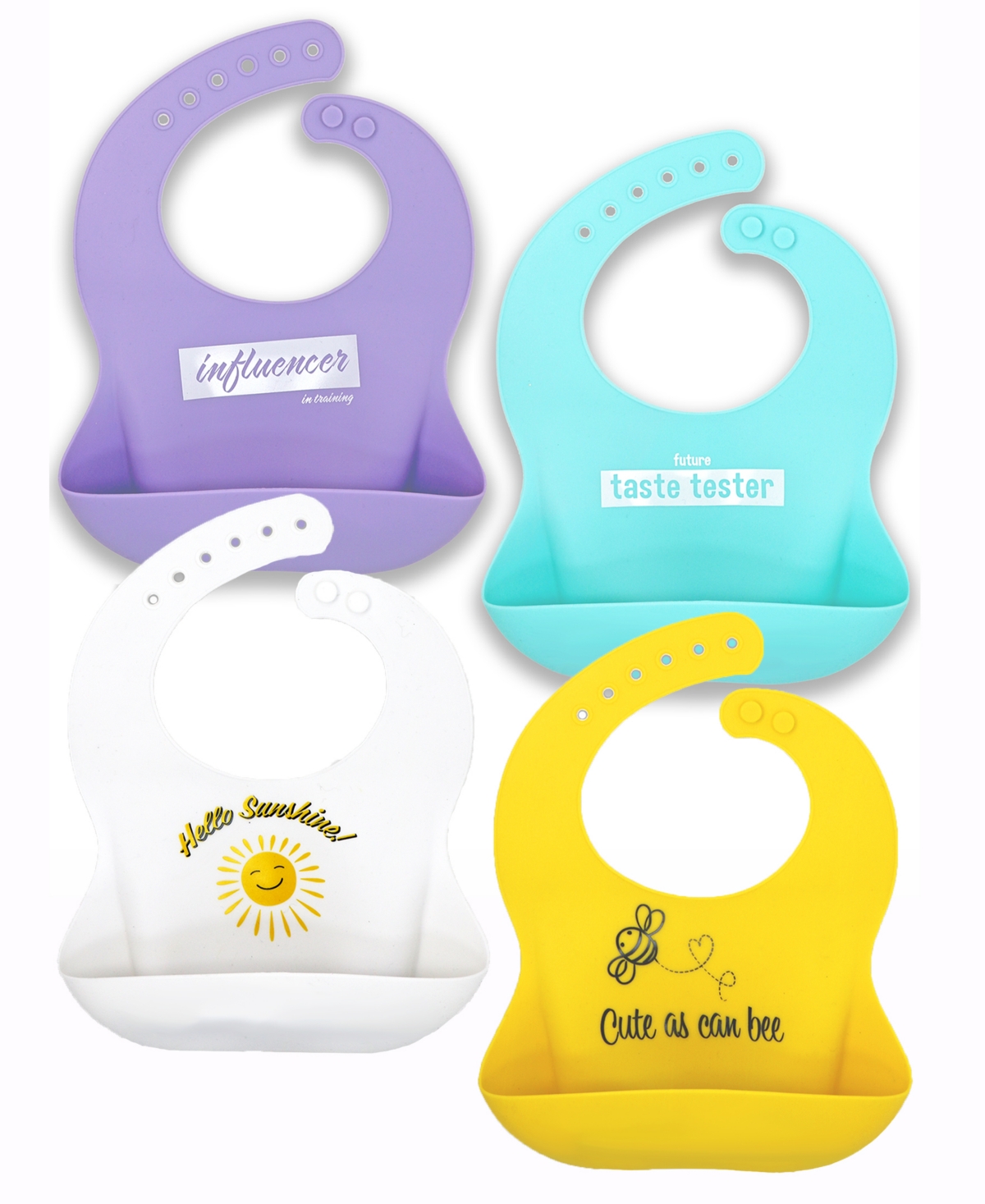Tendertyme Baby Boys Or Baby Girls Pocket Silicone Bibs, Pack Of 4 In Multicolor