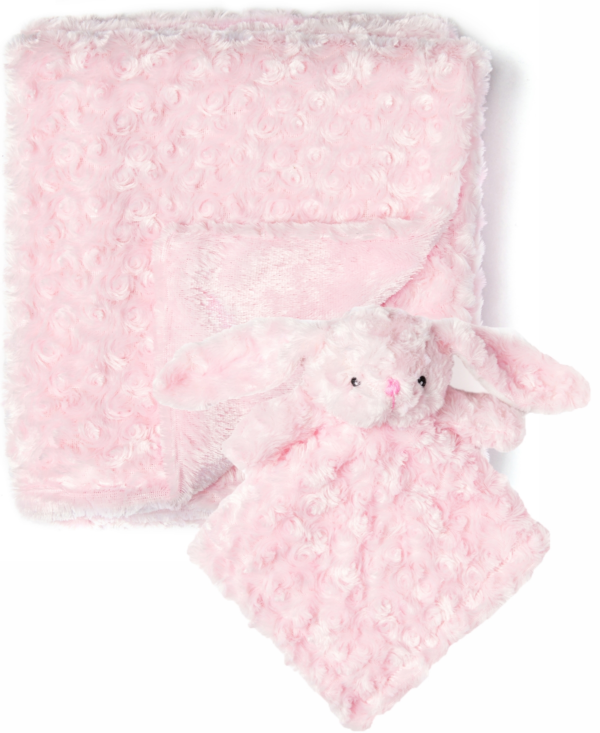 Tendertyme Baby Girls Curly Plush Blanket With Nunu, 2 Piece Set In Plush Pink