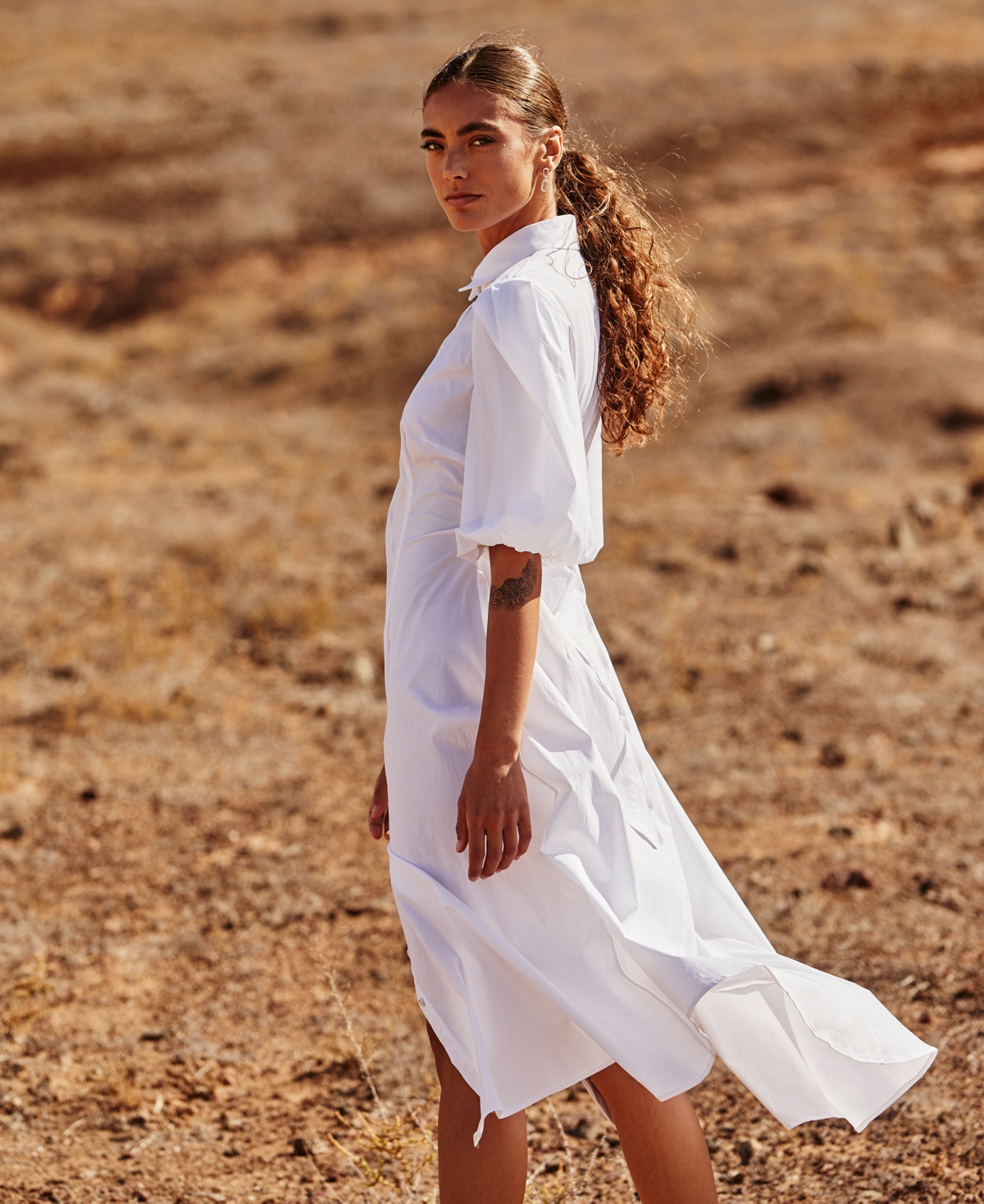 White bardot shirt dress top
