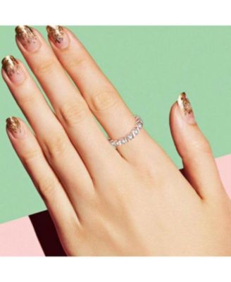 Sterling Silver with Rose Gold Plated Clear Cubic Zirconia Band Ring