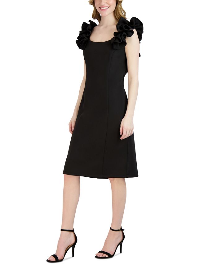 Women Dress Winter With Ruffle 2026.Donna Ricco Women's Ruffled-Shoulder Sleeveless Dress - Macy's