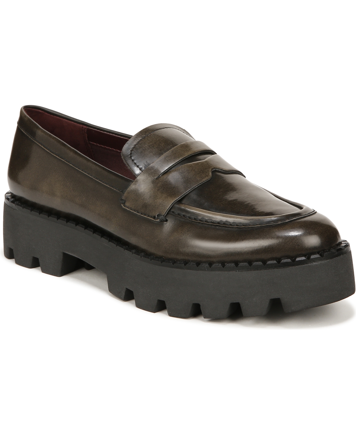 Shop Franco Sarto Women's Balin Lug Sole Loafers In Smoke Grey Faux Leather