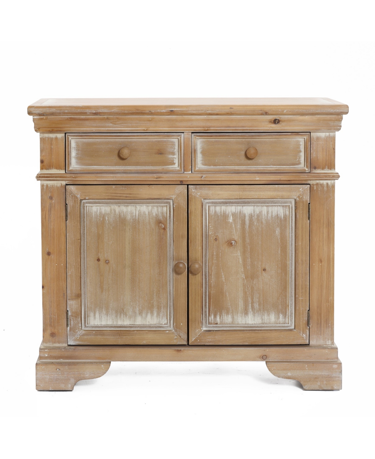 Luxen Home Distressed 35.4" Medium Density Fiberboard, Wood 1-drawer 2-door Storage Cabinet In Brown,white