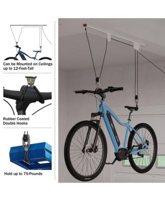 Rail Mount Hoist Pulley System - Bike Hanger for Garage - Overhead Ceiling Storage for Bicycle, Ladder, or Cargo with 75lb Capacity by RAD Cycle