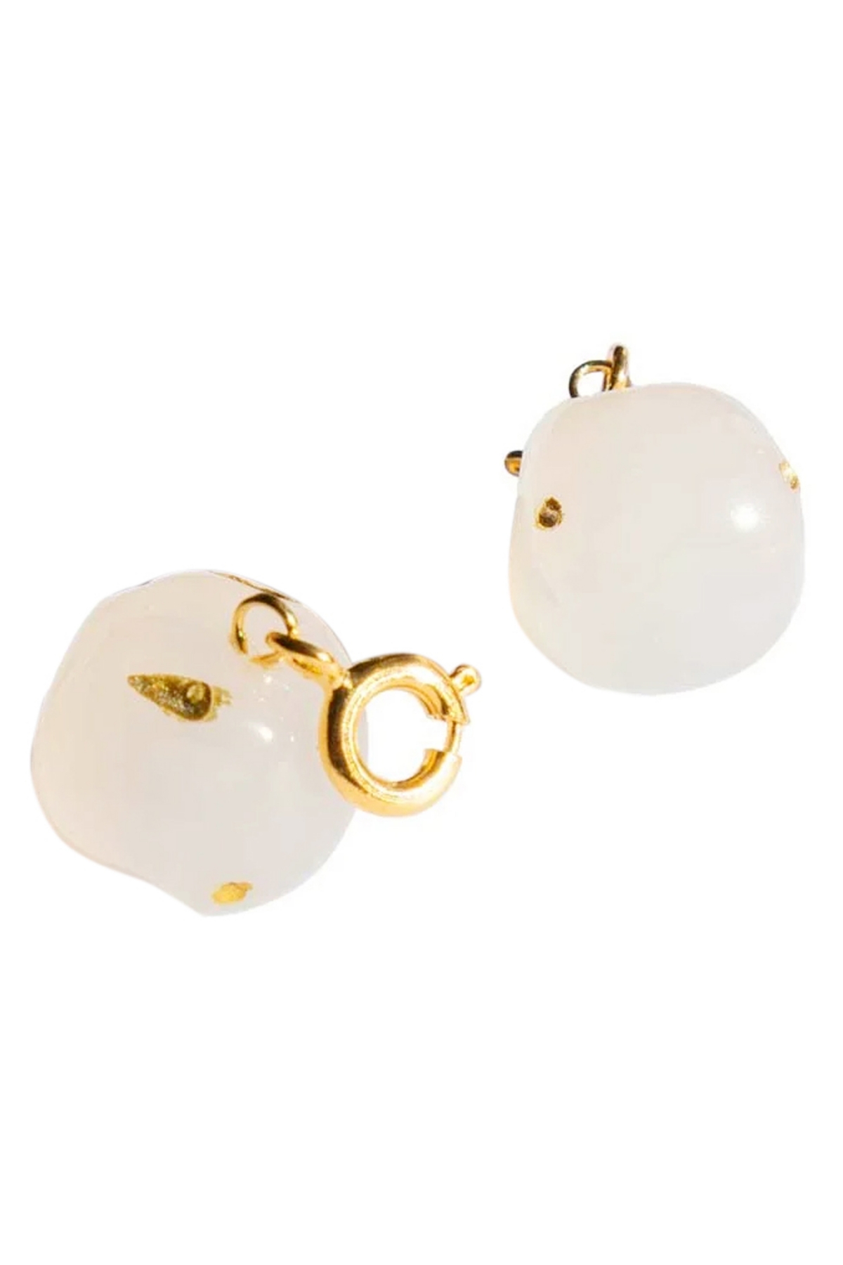 Bunny &#x2014; Jade stone charm earrings - White