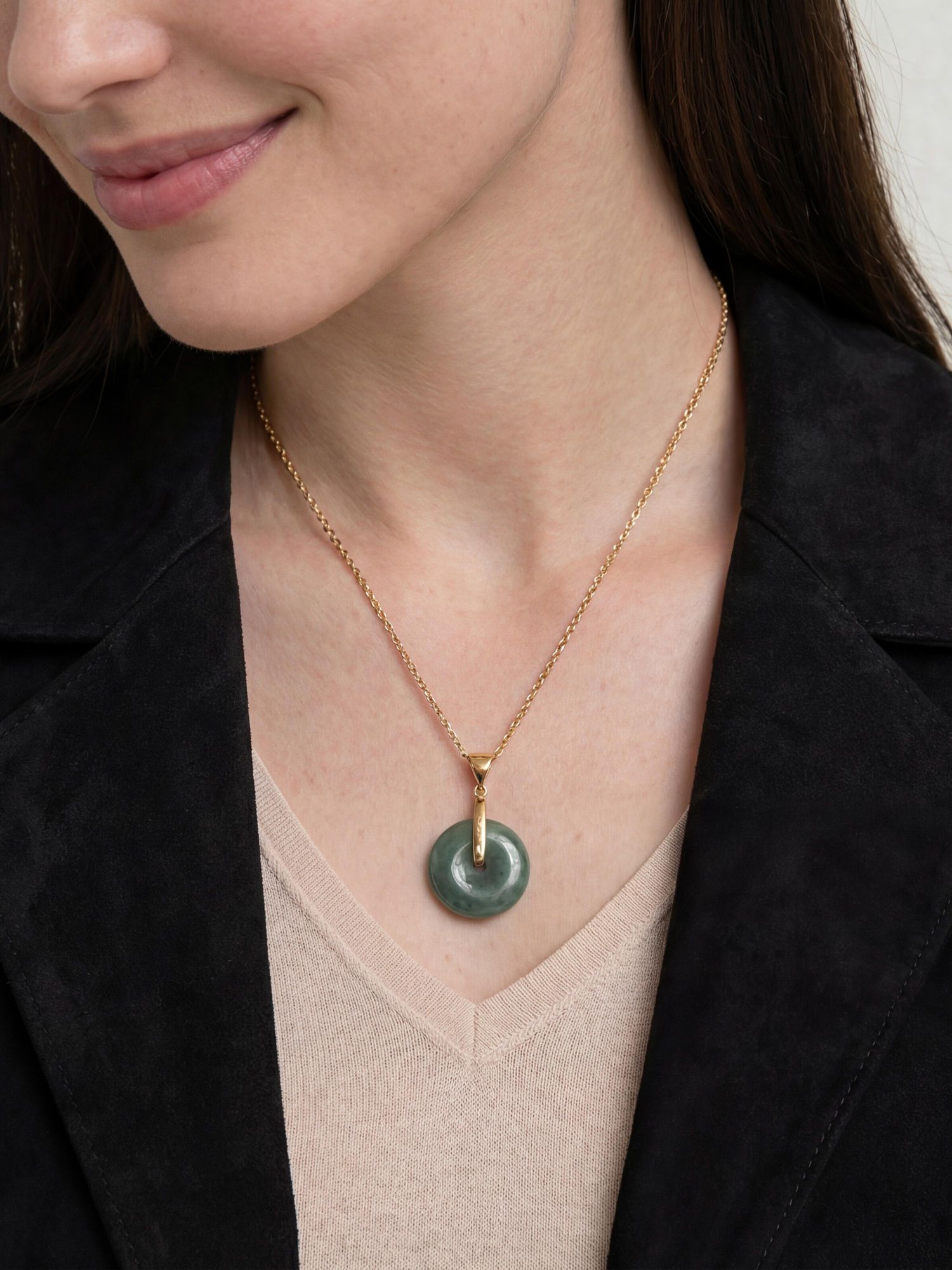 Button Jade Pendant Necklace