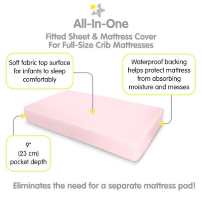 All-in-One Fitted Sheet & Waterproof Cover for 52" x 28" Crib Mattress (2-Pack)