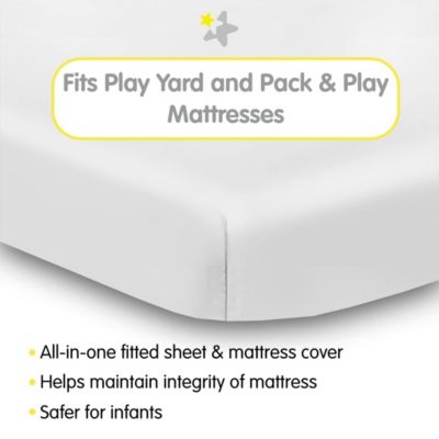 All-in-One Fitted Sheet & Waterproof Cover for 39" x 27" Play Yard Mattress (2-Pack)