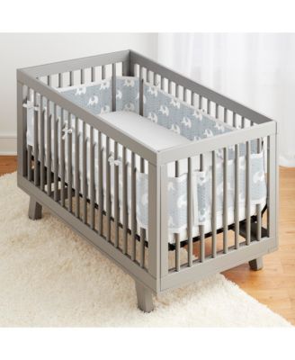 Halo Dream Inc Breathable Mesh Liner for Full-Size Cribs Classic 3mm Mesh Size 4FS Covers 3 or 4 Sides - Peaceful elephant gray 48$