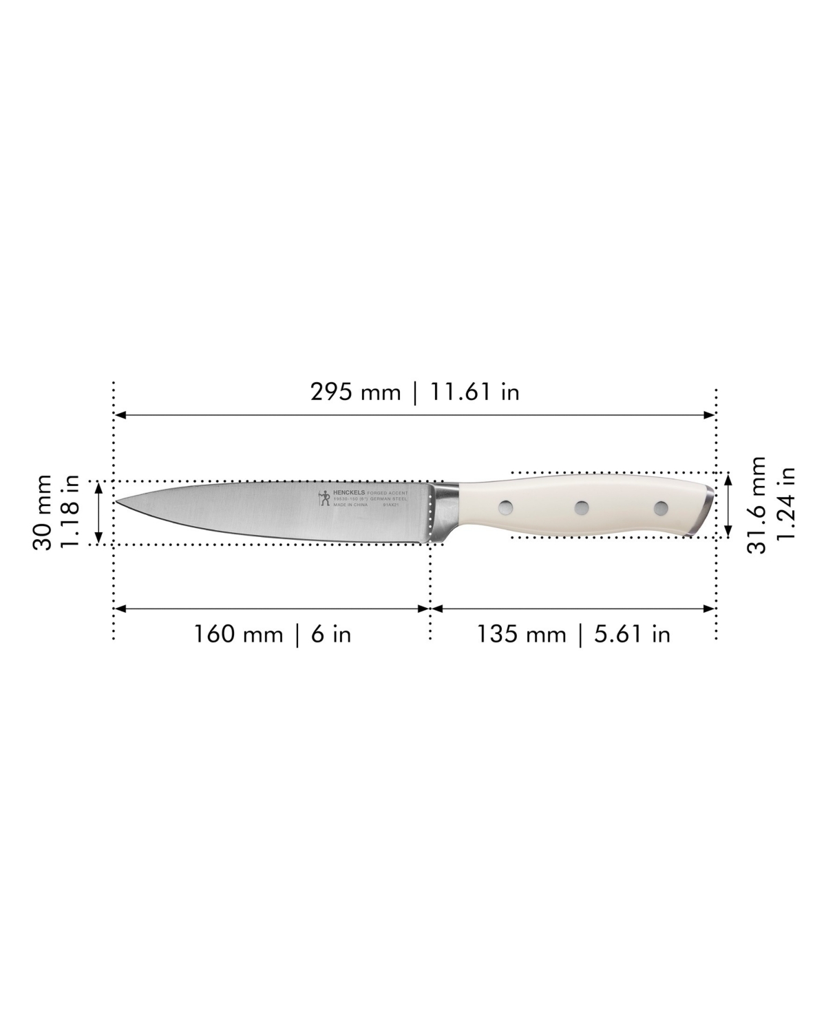 Henckels Forged Accent 2 Piece Utility Set with Handle - Stainless Steel Blade and White Handle