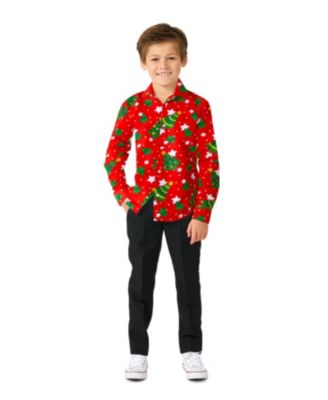 Big Boys Christmas Trees Stars Long Sleeves Shirt