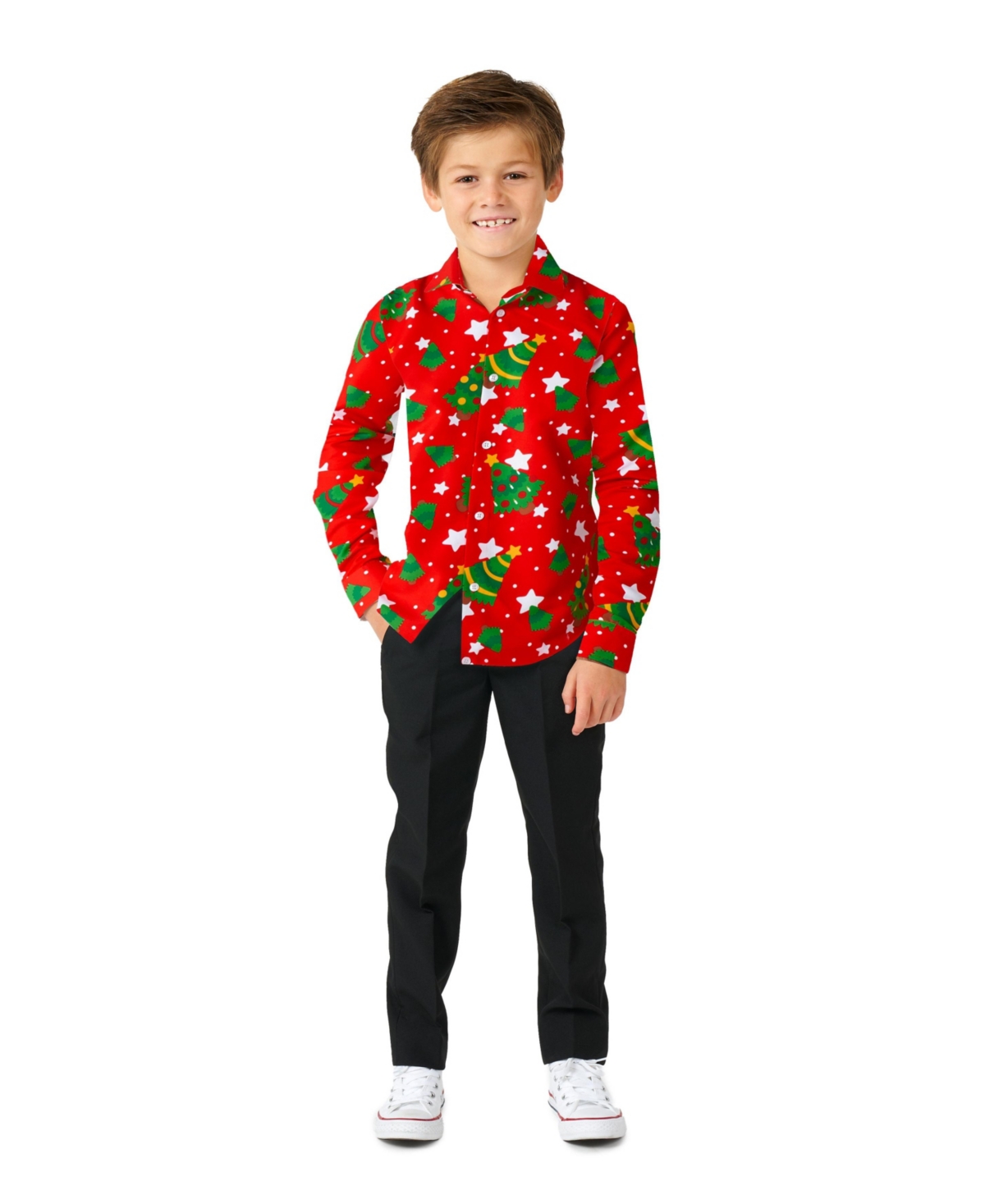 Suitmeister Little Boys Christmas Trees Stars Long Sleeves Shirt