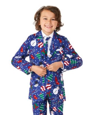 Big Boys Christmas Snowman Button Closure Suit Set