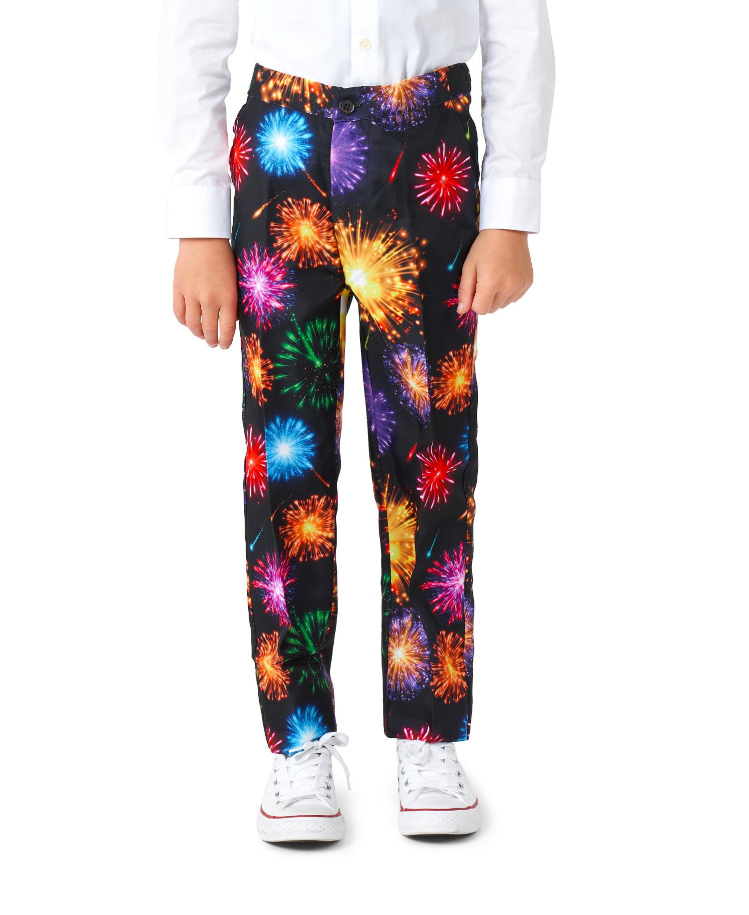 Little Boys Fireworks Button Closure Suit Set Including Blazer, Pants and Clip-On-Tie