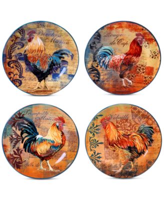 Certified International - Rustic Rooster Set of 4 Dessert Plates