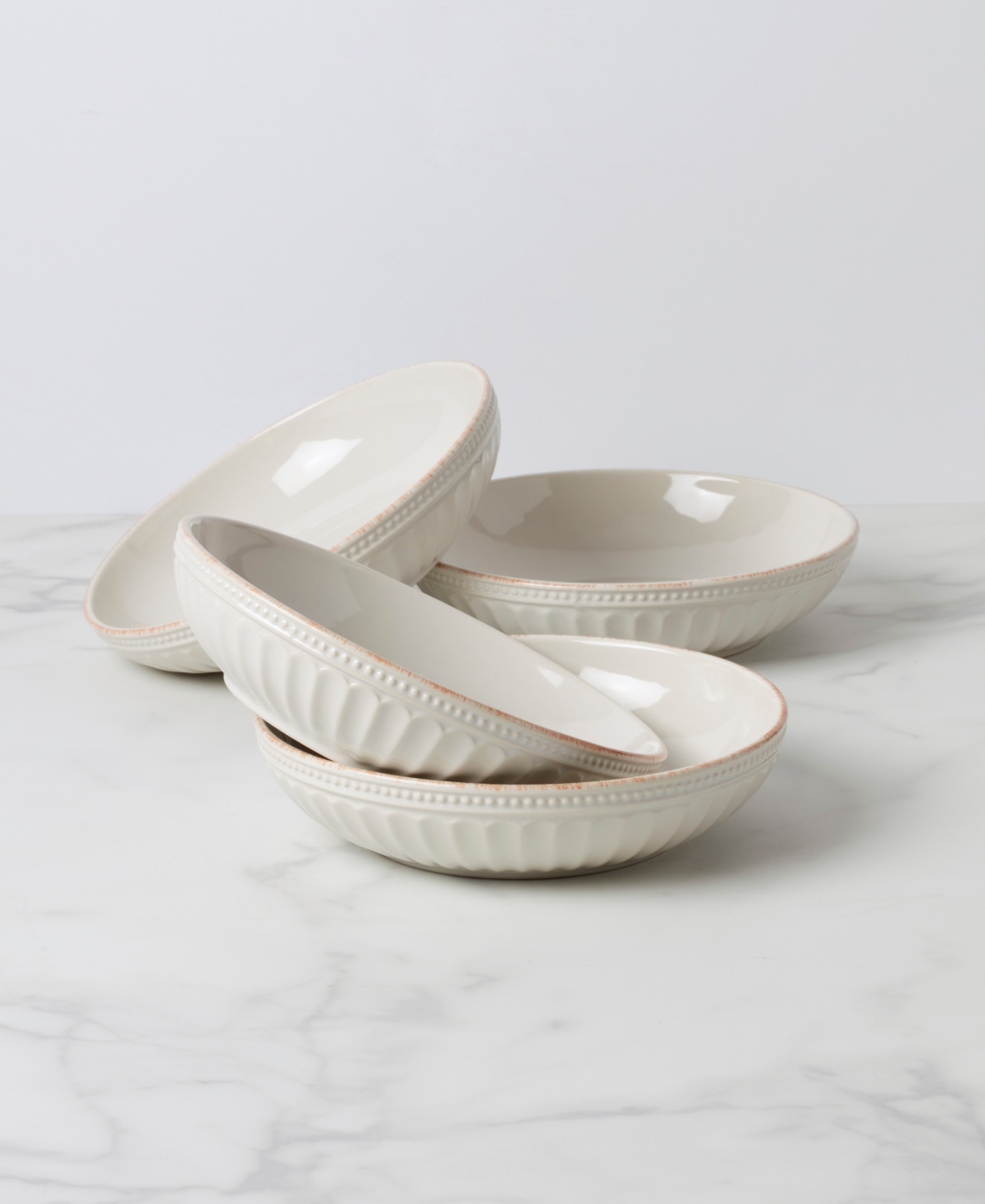 Lenox French Perle Groove Pasta Bowls, Set Of 4 In White