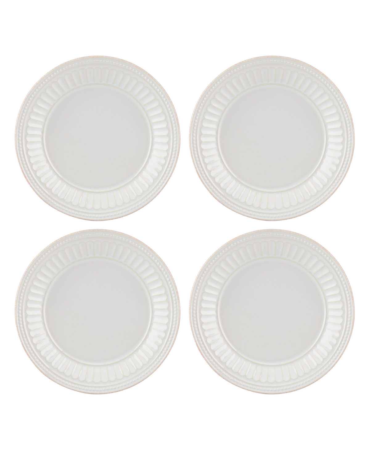 French Perle Groove Dessert Plates, Set Of 4 - White