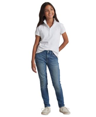 Big Girls Stretch Cotton Mesh Polo Shirt