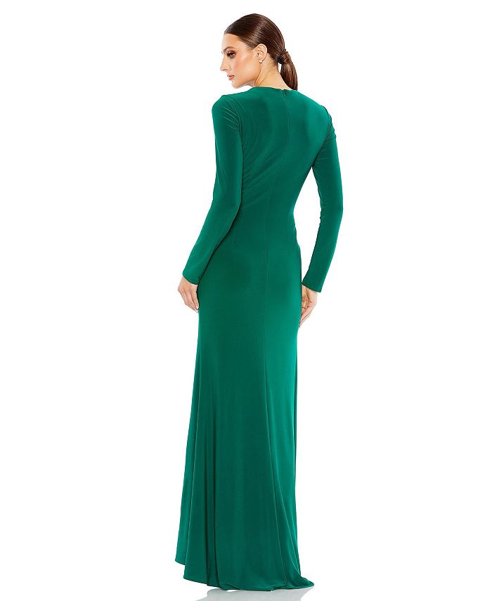 Mac Duggal Women's Ieena Long Sleeve Keyhole Draped Gown - Macy's