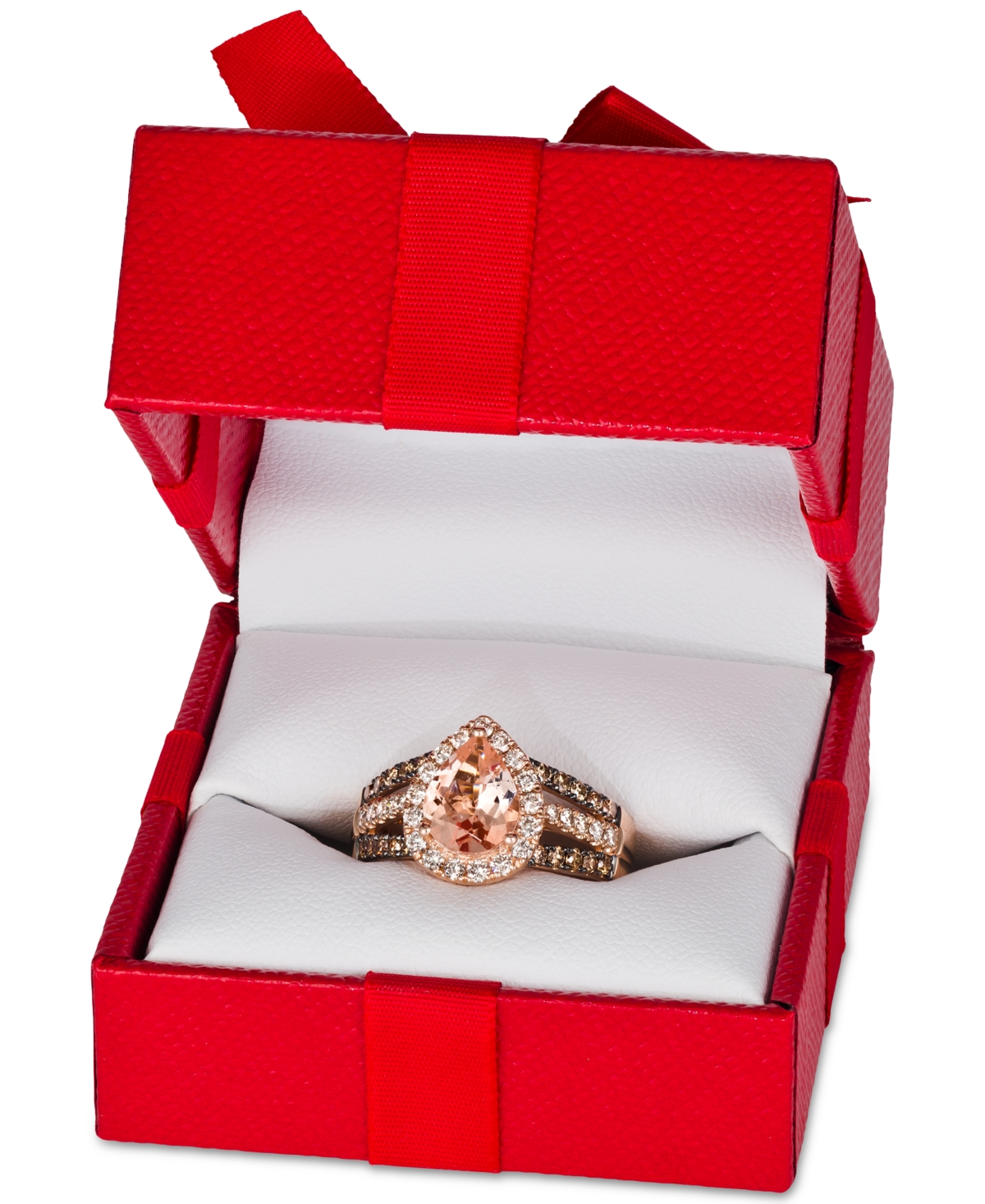 Le Vian Peach Morganite (1-1/10 Ct. T.w.) & Diamond (3/4 Ct. T.w.) Pear Halo Ring In 14k Rose Gold (also Ava In Yellow Gold
