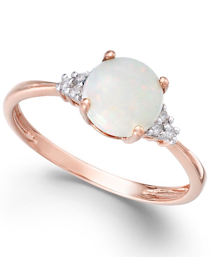 Macy's - Opal (3/4 ct. t.w.) and Diamond Accent Ring in 14k Rose Gold