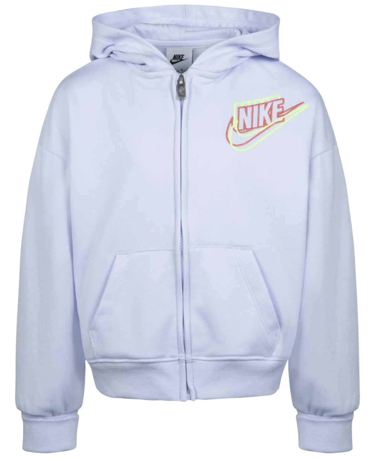 Nike Little Girls Full-zip Hoodie Sweatshirt In Football Gray