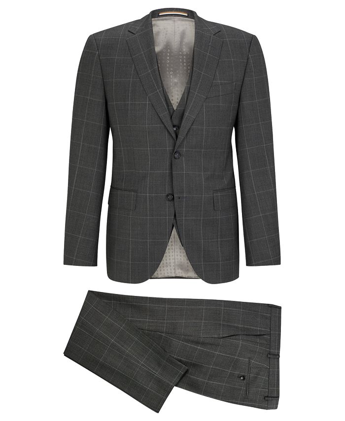 Hugo Boss Men's Three-Piece Regular-Fit Checked Suit - Macy's