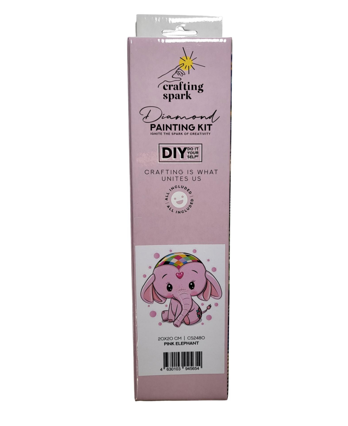 Crafting Spark Diamond Painting Kit Pink Elephant CS2480 7.9 x 7.9 inches