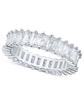 Charter Club - Silver-Tone Baguette Cubic Zirconia Band Ring