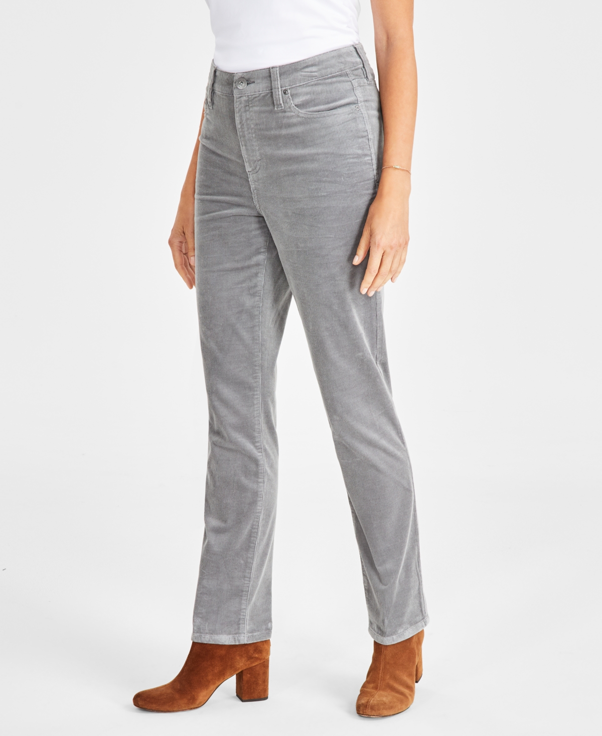 Style & Co Women's High-rise Straight-leg Corduroy Pants, Created For Macy's In Frosted Qu