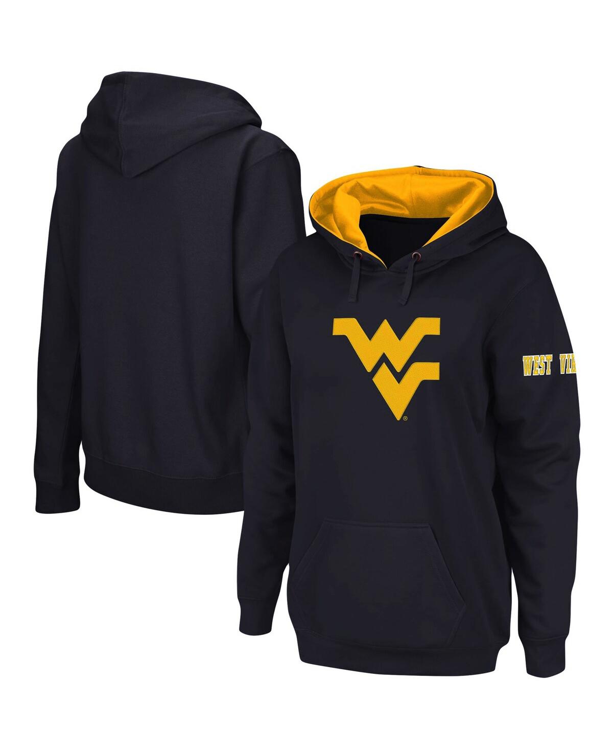 Women's Navy West Virginia Mountaineers Team Big Logo Pullover Hoodie - Navy