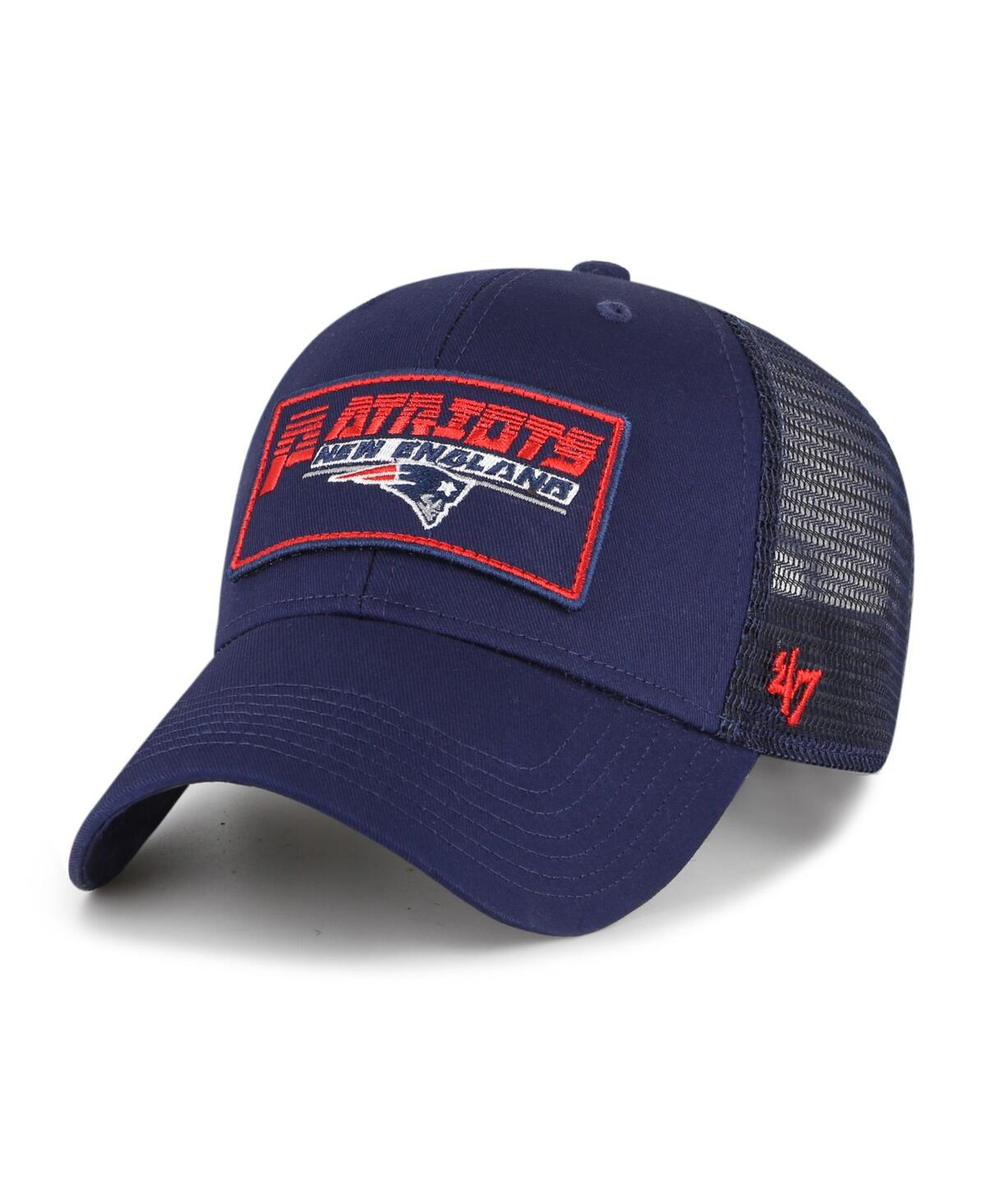 47 Brand Kids' Big Boys And Girls ' Navy New England Patriots Levee Mvp Trucker Adjustable Hat
