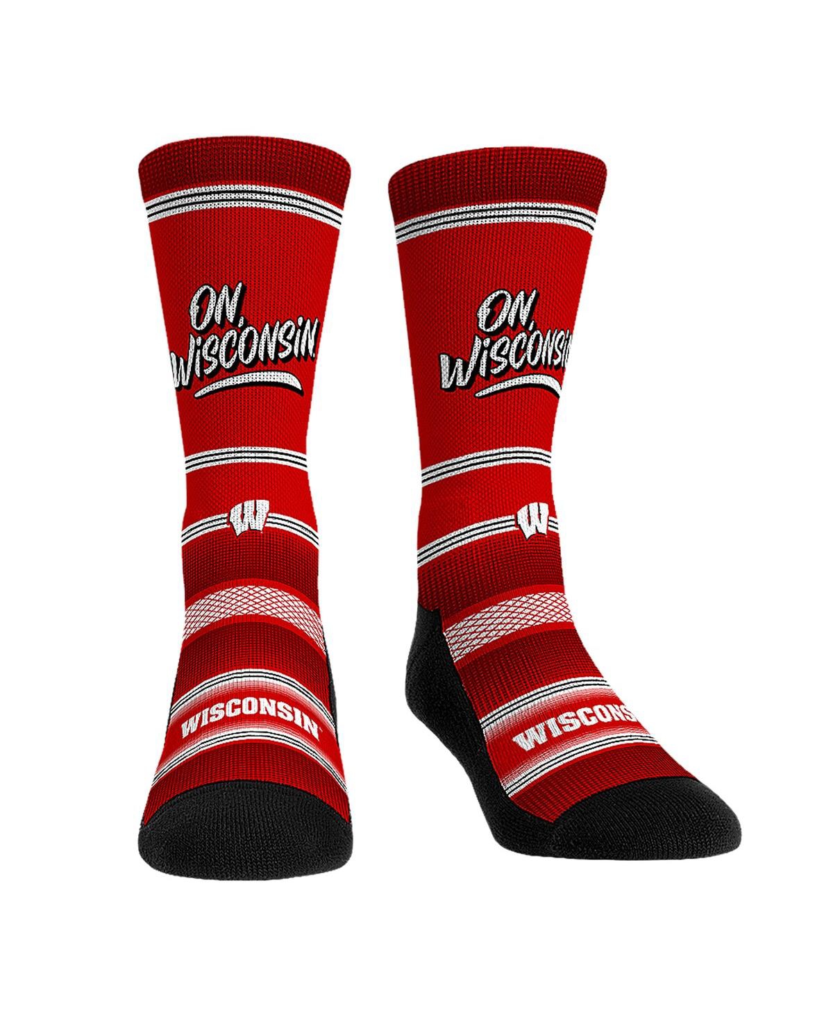 Shop Rock 'em Men's And Women's  Socks Wisconsin Badgers Team Slogan Crew Socks In Multi