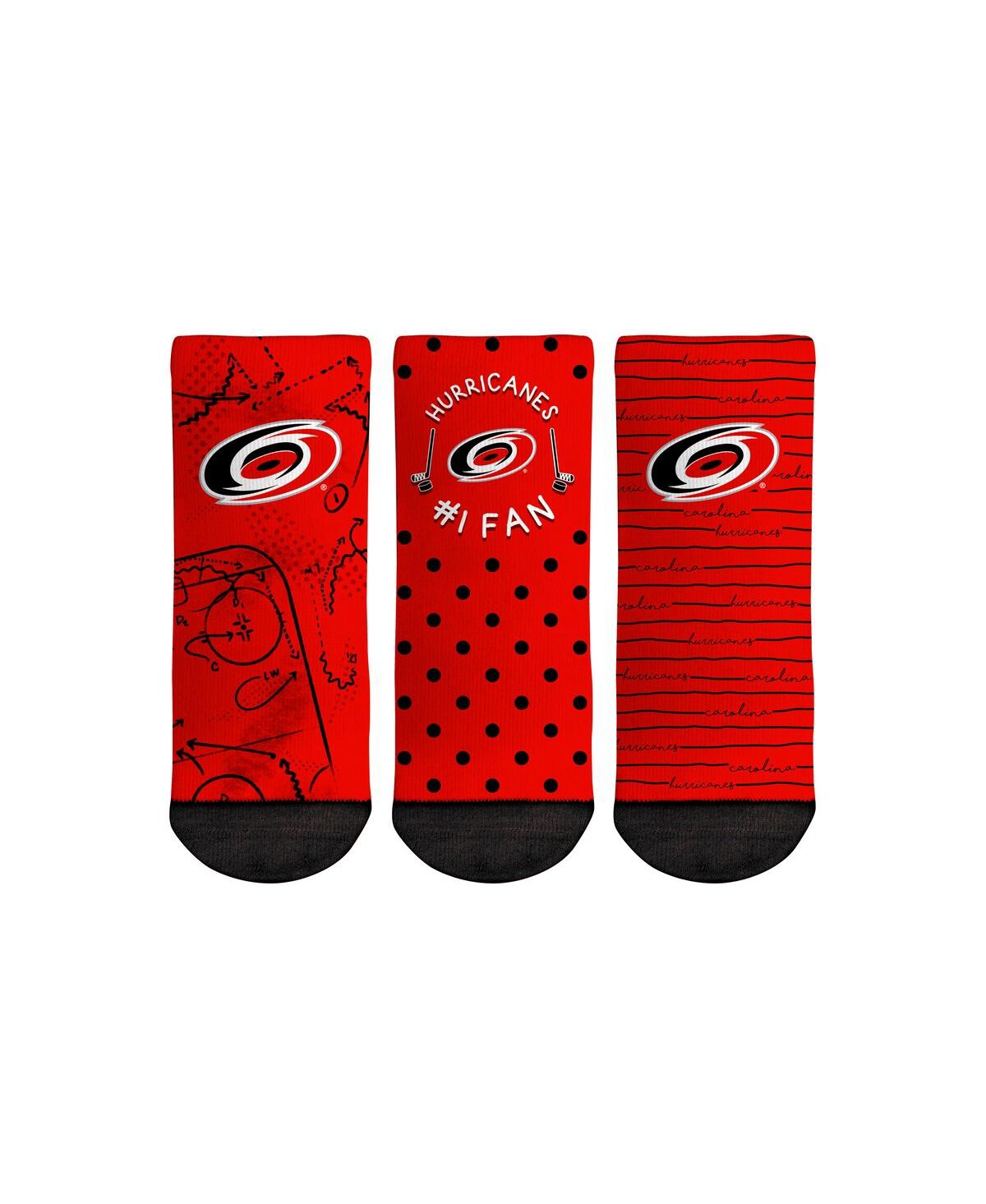 Rock 'em Toddler Boys And Girls  Socks Carolina Hurricanes #1 Fan 3-pack Crew Socks Set In Red,black