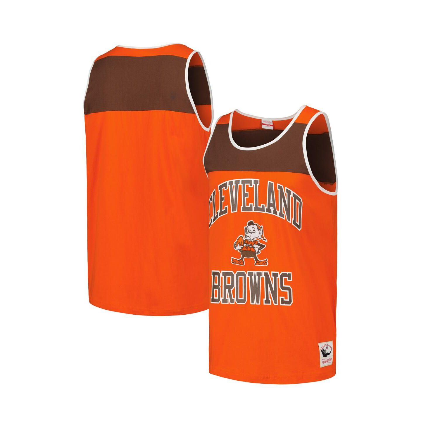 Мужской топ Mitchell & Ness Orange, Brown Cleveland Browns Heritage Colorblock — фото 1