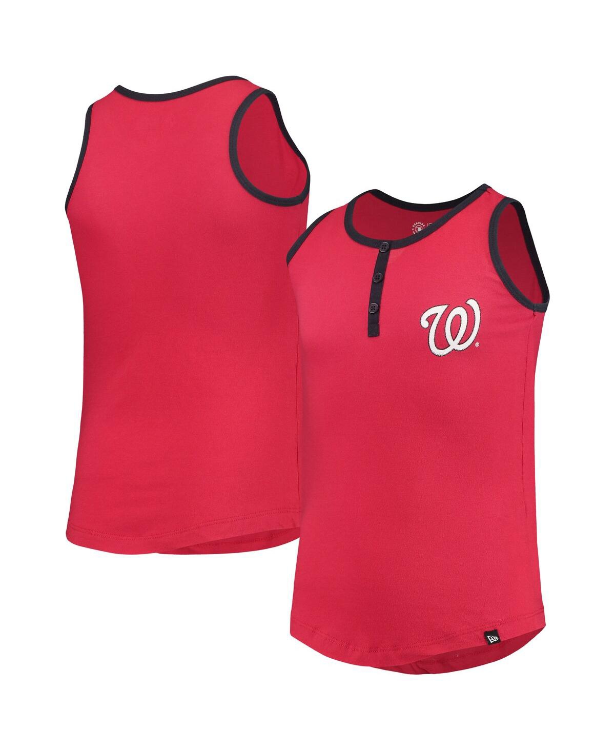 Shop New Era Big Girls  Red Washington Nationals Henley Tank Top