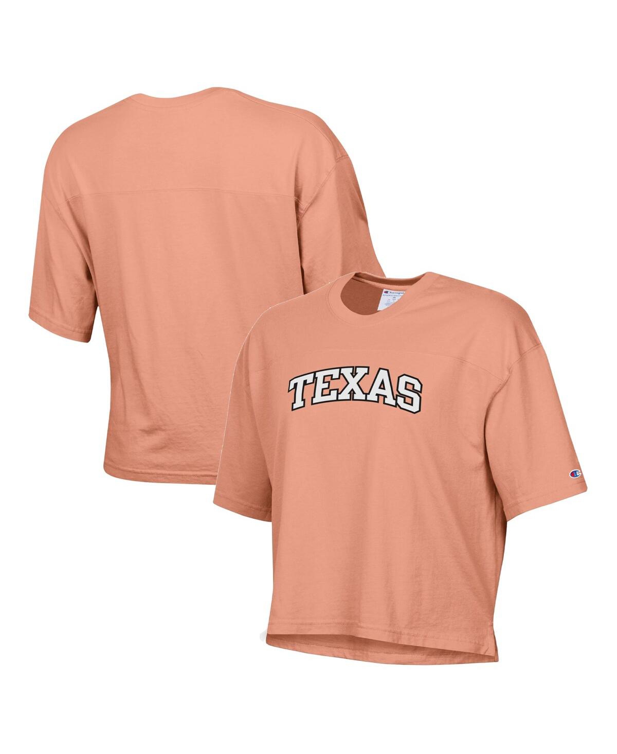 Champion Women's  Orange Texas Longhorns Vintage-like Wash Boxy Crop T-shirt