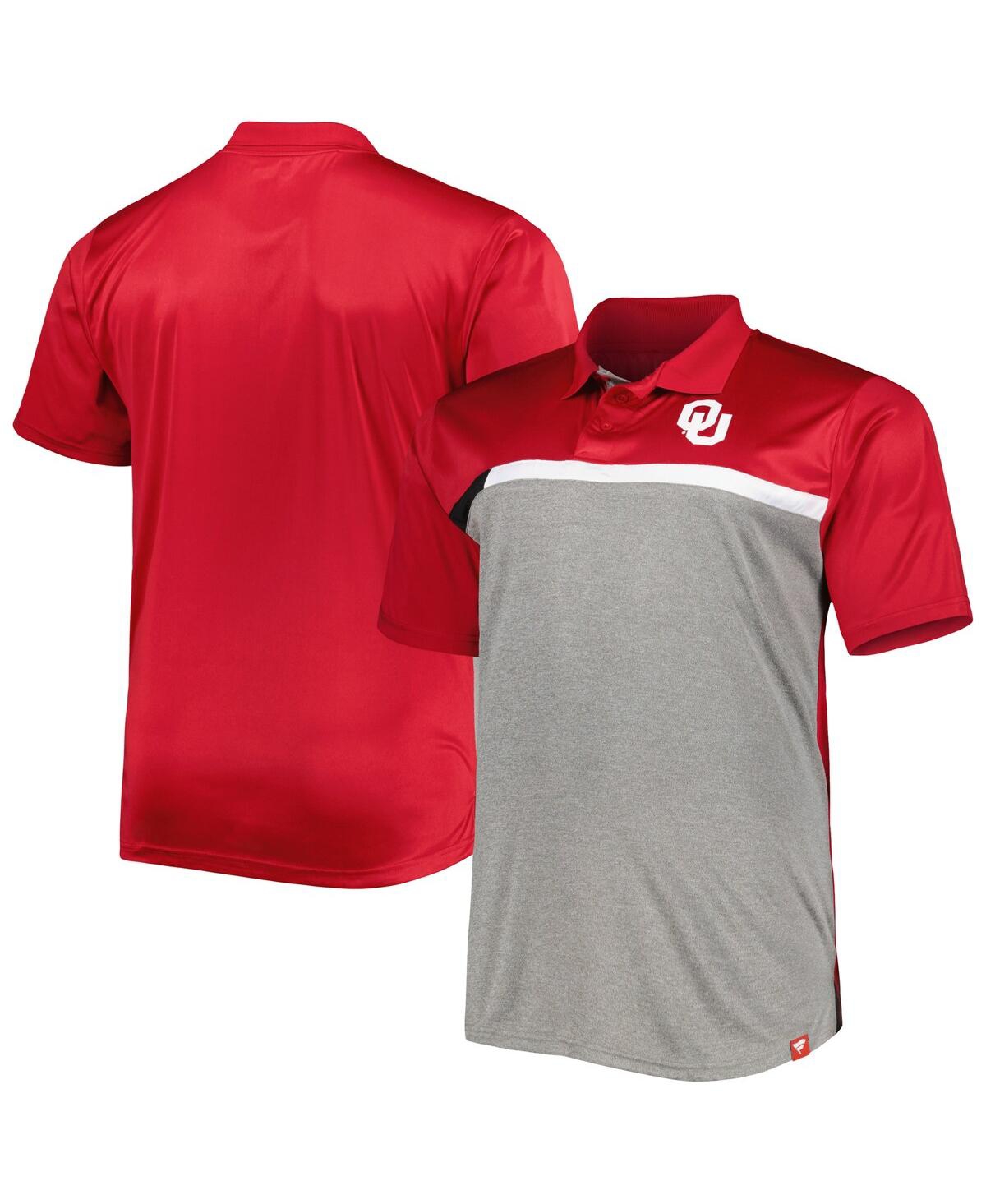Profile Men's Red, Gray Oklahoma Sooners Big And Tall Polo Shirt In Red,gray